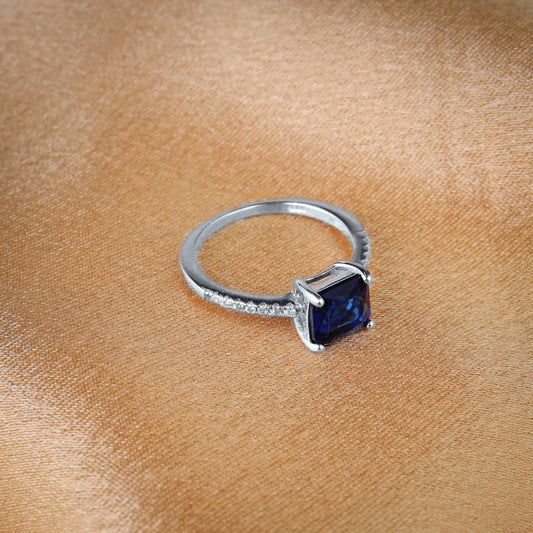 silver royal blue stone ring